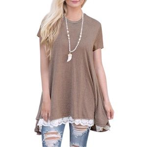 Coquette Chocolate Lace Trim Tee Dress 🤍🌾